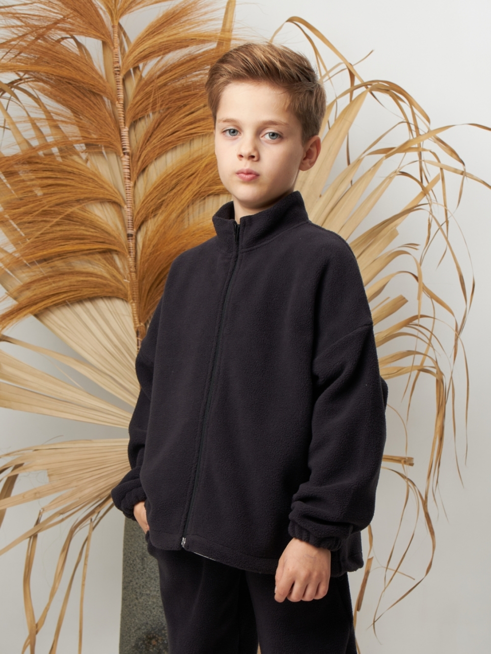 331. Костюм детский (Брюки+Толстовка), темно серый, 100% полиэстер, р. 98,104,110,116