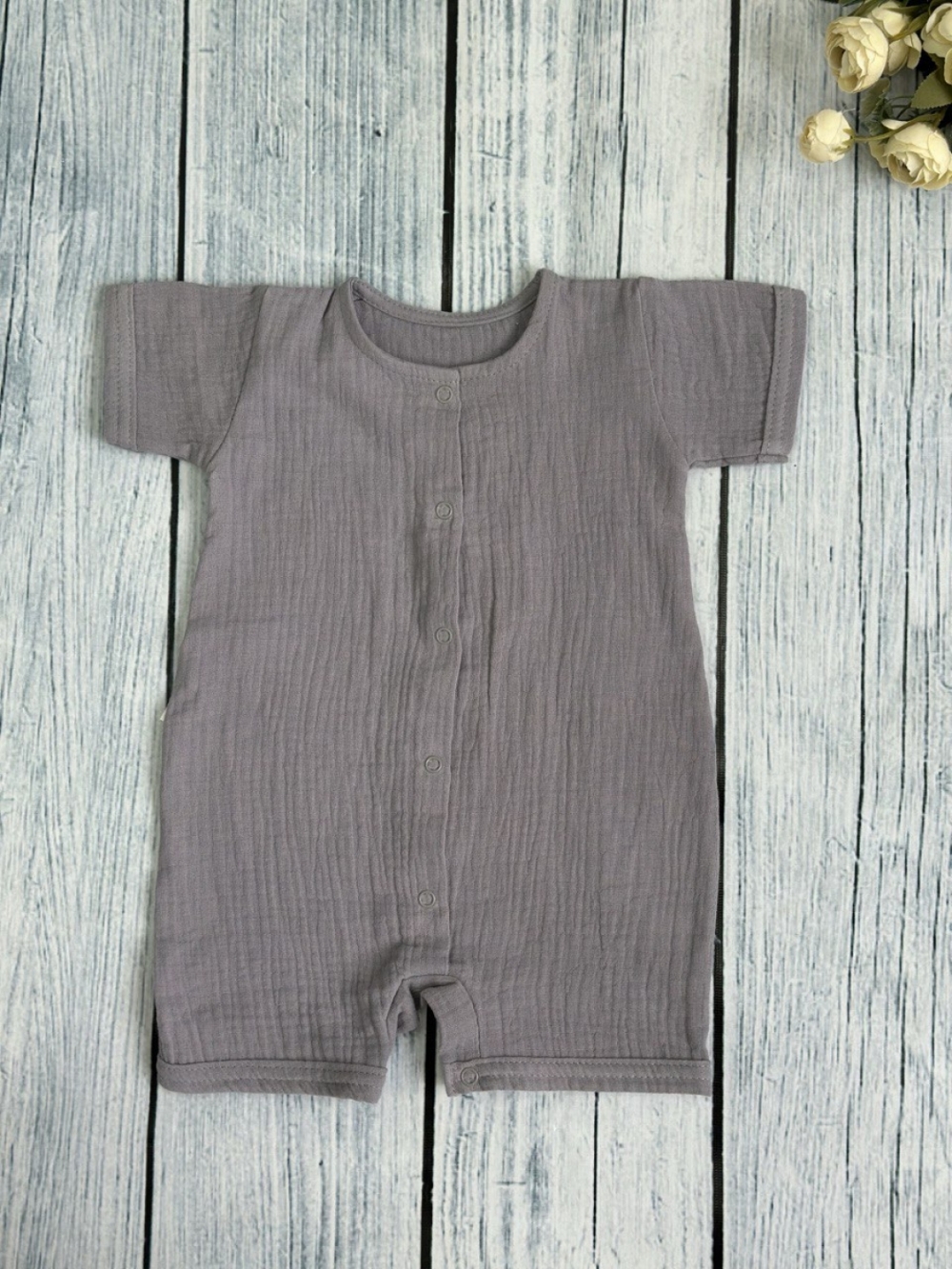 345-СЕР. Песочник  из муслина, хлопок 100%, р 62,68,74,80 серый