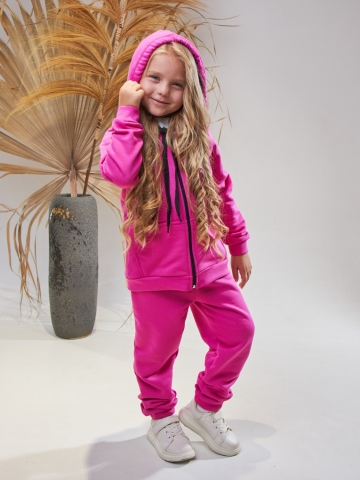 Купить оптом 328-Ф. Костюм детский  на молнии, фуксия, хлопок 65%, 35% ПЭ, 3-х нитка без начеса 80,86,92 в Ижевске